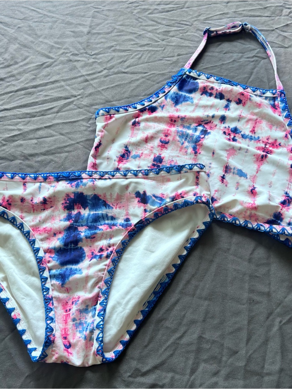 Tucker + Tate Pink & Blue Tie-Dye Girls' Two-Piece Swim Set